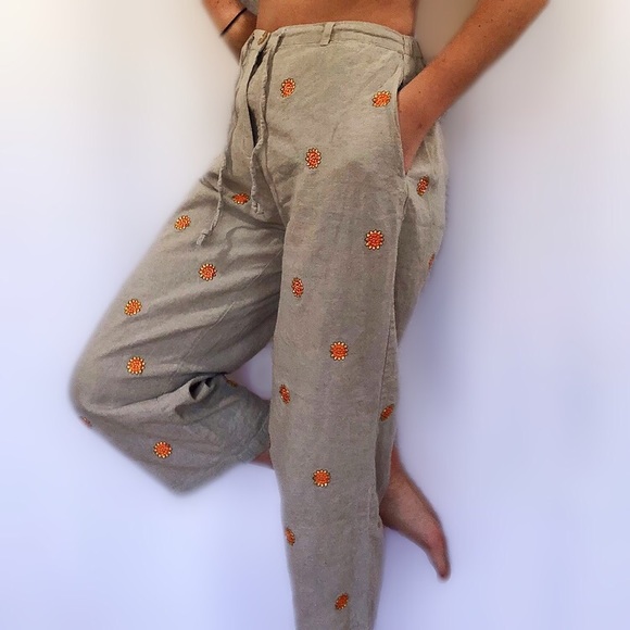 Vintage Pants - 80s VINTAGE MURELI sunflower trousers